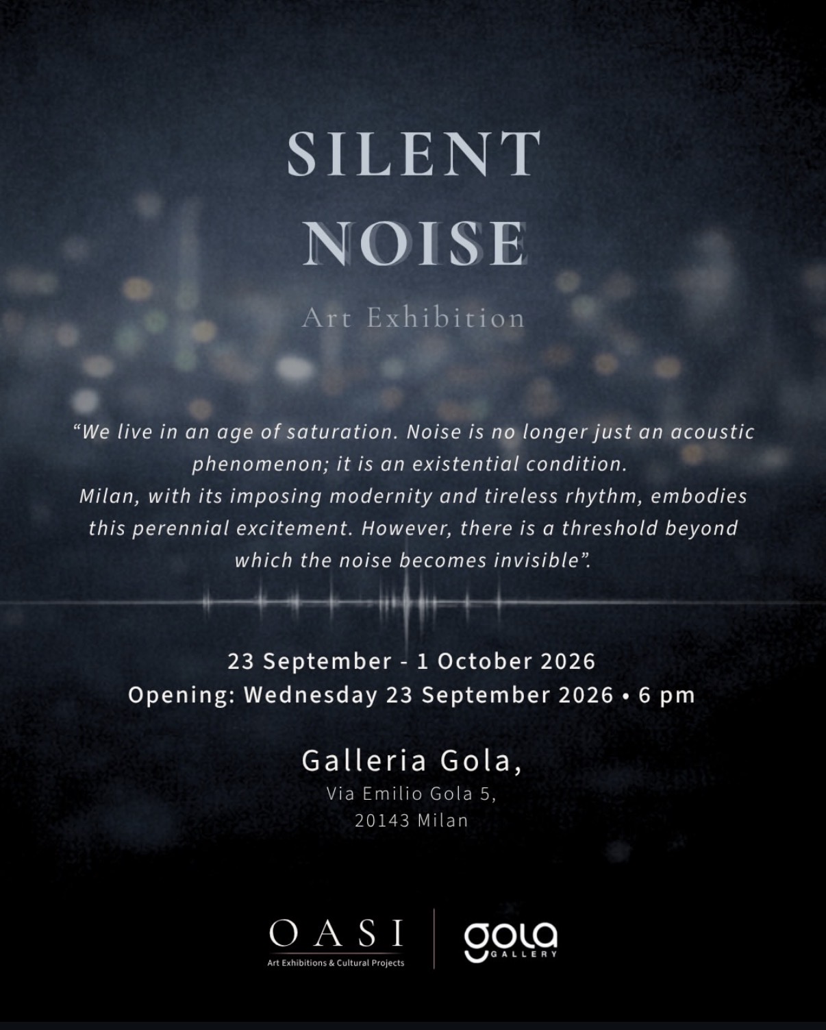 Cartel principal de Silent Noise en Galleria Gola, Milán